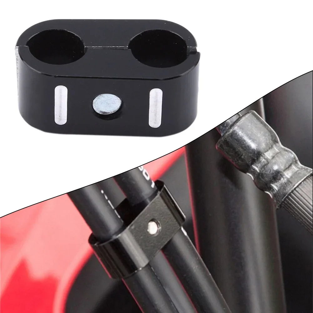 Motorcycle Brake Cable - オートバイのブレーキケーブルガイド,油圧式黒いアルミニウムポール,ワイヤークリップ2.5x1.2cm