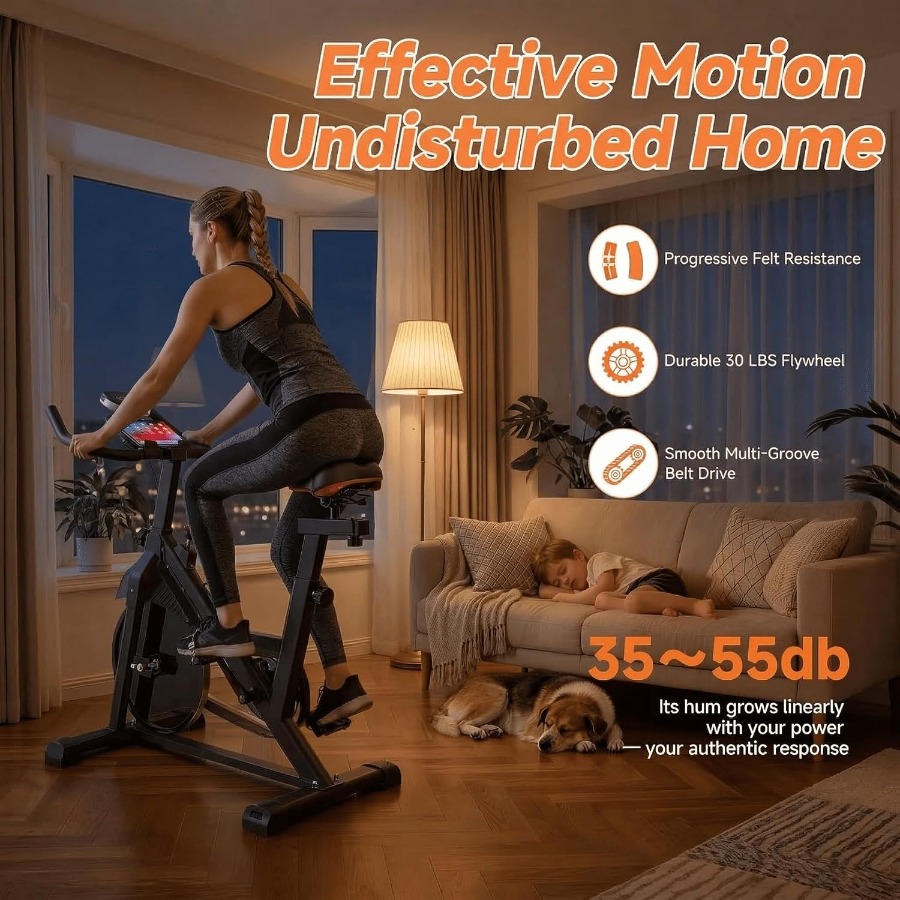 静音ベルト駆動ブレーキパッドシステム搭載の家庭用エクササイズ - Brake Pads Bike のレビューと価格